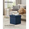 imageSONGMICS Storage Ottoman Foldable Small Ottoman Foot Rest 15 Inches Foot Stool Load up to 660 lb for Living Room Bedroom Dorm Jelly Pink ULSF227R01Midnight Blue