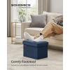 imageSONGMICS Storage Ottoman Foldable Small Ottoman Foot Rest 15 Inches Foot Stool Load up to 660 lb for Living Room Bedroom Dorm Jelly Pink ULSF227R01Midnight Blue