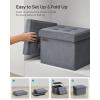 imageSONGMICS Storage Ottoman Foldable Small Ottoman Foot Rest 15 Inches Foot Stool Load up to 660 lb for Living Room Bedroom Dorm Jelly Pink ULSF227R01Slate Gray