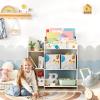 imageSONGMICS Toy and Book Organizer for Kids Storage Unit with 2 Storage Boxes for Playroom Childrens Room Living Room White UGKR42WT 93 x 30 x 100 centimetersCloud White  Motif