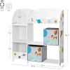 imageSONGMICS Toy and Book Organizer for Kids Storage Unit with 2 Storage Boxes for Playroom Childrens Room Living Room White UGKR42WT 93 x 30 x 100 centimetersCloud White  Motif