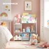 imageSONGMICS Toy and Book Organizer for Kids Storage Unit with 2 Storage Boxes for Playroom Childrens Room Living Room White UGKR42WT 93 x 30 x 100 centimetersCloud White  Motif