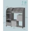 imageSONGMICS Toy and Book Organizer for Kids Storage Unit with 2 Storage Boxes for Playroom Childrens Room Living Room White UGKR42WT 93 x 30 x 100 centimetersDove Gray