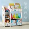 imageSONGMICS Toy and Book Organizer for Kids Storage Unit with 2 Storage Boxes for Playroom Childrens Room Living Room White UGKR42WT 93 x 30 x 100 centimetersCloud White  Motif