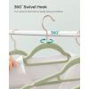 imageSONGMICS Velvet Hangers Set of 50 Clothes Hanger with Rose Gold Swivel Hook NonSlip and SpaceSaving 02Inch Thick 171Inch Long for Coat Shirt Dress Pants Tie Cloud White UCRF021W02Rose Gold  Lime Green