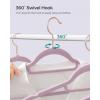 imageSONGMICS Velvet Hangers Set of 50 Clothes Hanger with Rose Gold Swivel Hook NonSlip and SpaceSaving 02Inch Thick 171Inch Long for Coat Shirt Dress Pants Tie Cloud White UCRF021W02Rose Gold  Lavender Purple