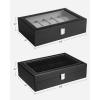 imageSONGMICS Watch Box Bundle 12Slot Watch Case with Glass Lid Watch Holder with Removable Watch Pillow Velvet Lining Metal Clasp Watch Display Black UJWB12BK and UJWB012B01