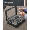 imageSONGMICS Watch Box Bundle 12Slot Watch Case with Glass Lid Watch Holder with Removable Watch Pillow Velvet Lining Metal Clasp Watch Display Black UJWB12BK and UJWB012B01