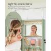 imageSONGMICS Wide Jewelry Organizer LED Jewelry Cabinet WallDoor Mounted Arched Mirror with Storage Lockable Rounded Corner Interior Mirror 39 x 165 x 425 Inches Cloud White UJJC020W01Laurel Green