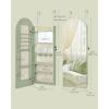 imageSONGMICS Wide Jewelry Organizer LED Jewelry Cabinet WallDoor Mounted Arched Mirror with Storage Lockable Rounded Corner Interior Mirror 39 x 165 x 425 Inches Cloud White UJJC020W01Laurel Green