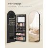 imageSONGMICS Wide Jewelry Organizer LED Jewelry Cabinet WallDoor Mounted Arched Mirror with Storage Lockable Rounded Corner Interior Mirror 39 x 165 x 425 Inches Cloud White UJJC020W01Ink Black