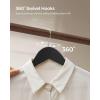 imageSONGMICS Wooden Hangers 20Pack Wood Coat Hangers with Shoulder Notches Swivel Hook NonSlip for Jackets Shirts Suits Black and Silver UCRW02B20Black  Silver
