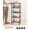 imageVASAGLE Slim Rolling Cart 4Tier Storage Cart Narrow Cart with Handle 87 Inches Deep Metal Frame for Kitchen Dining Room Living Room Home Office Rustic Brown and Classic Black ULRC033B01Rustic Brown  Classic Black