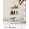 imageVASAGLE Slim Rolling Cart 4Tier Storage Cart Narrow Cart with Handle 87 Inches Deep Metal Frame for Kitchen Dining Room Living Room Home Office Rustic Brown and Classic Black ULRC033B01Oak Beige  Classic White