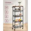imageVASAGLE Slim Rolling Cart 4Tier Storage Cart Narrow Cart with Handle 87 Inches Deep Metal Frame for Kitchen Dining Room Living Room Home Office Rustic Brown and Classic Black ULRC033B01Rustic Brown  Classic Black