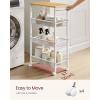 imageVASAGLE Slim Rolling Cart 4Tier Storage Cart Narrow Cart with Handle 87 Inches Deep Metal Frame for Kitchen Dining Room Living Room Home Office Rustic Brown and Classic Black ULRC033B01Oak Beige  Classic White