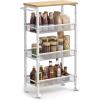imageVASAGLE Slim Rolling Cart 4Tier Storage Cart Narrow Cart with Handle 87 Inches Deep Metal Frame for Kitchen Dining Room Living Room Home Office Rustic Brown and Classic Black ULRC033B01Oak Beige  Classic White