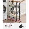 imageVASAGLE Slim Rolling Cart 4Tier Storage Cart Narrow Cart with Handle 87 Inches Deep Metal Frame for Kitchen Dining Room Living Room Home Office Rustic Brown and Classic Black ULRC033B01Rustic Brown  Classic Black