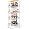 imageVASAGLE Slim Rolling Cart 4Tier Storage Cart Narrow Cart with Handle 87 Inches Deep Metal Frame for Kitchen Dining Room Living Room Home Office Rustic Brown and Classic Black ULRC033B01Oak Beige  Classic White