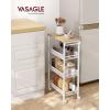 imageVASAGLE Slim Rolling Cart 4Tier Storage Cart Narrow Cart with Handle 87 Inches Deep Metal Frame for Kitchen Dining Room Living Room Home Office Rustic Brown and Classic Black ULRC033B01Oak Beige  Classic White
