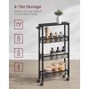 imageVASAGLE Slim Rolling Cart 4Tier Storage Cart Narrow Cart with Handle 87 Inches Deep Metal Frame for Kitchen Dining Room Living Room Home Office Rustic Brown and Classic Black ULRC033B01Ebony Black  Classic Black