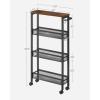 imageVASAGLE Slim Rolling Cart 4Tier Storage Cart Narrow Cart with Handle 87 Inches Deep Metal Frame for Kitchen Dining Room Living Room Home Office Rustic Brown and Classic Black ULRC033B01Rustic Brown  Classic Black