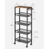 imageVASAGLE Slim Rolling Cart 4Tier Storage Cart Narrow Cart with Handle 87 Inches Deep Metal Frame for Kitchen Dining Room Living Room Home Office Rustic Brown and Classic Black ULRC033B01Rustic Brown  Classic Black