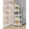 imageVASAGLE Slim Rolling Cart 4Tier Storage Cart Narrow Cart with Handle 87 Inches Deep Metal Frame for Kitchen Dining Room Living Room Home Office Rustic Brown and Classic Black ULRC033B01Oak Beige  Classic White