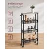 imageVASAGLE Slim Rolling Cart 4Tier Storage Cart Narrow Cart with Handle 87 Inches Deep Metal Frame for Kitchen Dining Room Living Room Home Office Rustic Brown and Classic Black ULRC033B01Heather Greige  Classic Black