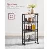 imageVASAGLE Slim Rolling Cart 4Tier Storage Cart Narrow Cart with Handle 87 Inches Deep Metal Frame for Kitchen Dining Room Living Room Home Office Rustic Brown and Classic Black ULRC033B01Rustic Brown  Classic Black