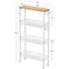 imageVASAGLE Slim Rolling Cart 4Tier Storage Cart Narrow Cart with Handle 87 Inches Deep Metal Frame for Kitchen Dining Room Living Room Home Office Rustic Brown and Classic Black ULRC033B01Oak Beige  Classic White