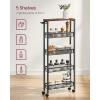 imageVASAGLE Slim Rolling Cart 4Tier Storage Cart Narrow Cart with Handle 87 Inches Deep Metal Frame for Kitchen Dining Room Living Room Home Office Rustic Brown and Classic Black ULRC033B01Rustic Brown  Classic Black