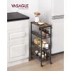 imageVASAGLE Slim Rolling Cart 4Tier Storage Cart Narrow Cart with Handle 87 Inches Deep Metal Frame for Kitchen Dining Room Living Room Home Office Rustic Brown and Classic Black ULRC033B01Rustic Brown  Classic Black