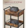imageVASAGLE Storage Cart 3Tier Rolling Utility Cart with Table Top Handles 4 Lockable Casters Top Drawer Mesh Shelves for Kitchen Bathroom Bedroom Golden Oak and Cloud White ULRC048N01Rustic Brown  Ink Black