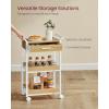 imageVASAGLE Storage Cart 3Tier Rolling Utility Cart with Table Top Handles 4 Lockable Casters Top Drawer Mesh Shelves for Kitchen Bathroom Bedroom Golden Oak and Cloud White ULRC048N01Golden Oak  Cloud White