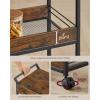imageVASAGLE Storage Cart 3Tier Rolling Utility Cart with Table Top Handles 4 Lockable Casters Top Drawer Mesh Shelves for Kitchen Bathroom Bedroom Golden Oak and Cloud White ULRC048N01Rustic Brown  Ink Black