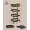 imageVASAGLE Storage Cart 3Tier Rolling Utility Cart with Table Top Handles 4 Lockable Casters Top Drawer Mesh Shelves for Kitchen Bathroom Bedroom Golden Oak and Cloud White ULRC048N01Rustic Brown  Ink Black