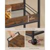 imageVASAGLE Storage Cart 3Tier Rolling Utility Cart with Table Top Handles 4 Lockable Casters Top Drawer Mesh Shelves for Kitchen Bathroom Bedroom Golden Oak and Cloud White ULRC048N01Rustic Brown  Ink Black