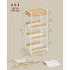 imageVASAGLE Storage Cart 3Tier Rolling Utility Cart with Table Top Handles 4 Lockable Casters Top Drawer Mesh Shelves for Kitchen Bathroom Bedroom Golden Oak and Cloud White ULRC048N01Golden Oak  Cloud White