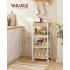 imageVASAGLE Storage Cart 3Tier Rolling Utility Cart with Table Top Handles 4 Lockable Casters Top Drawer Mesh Shelves for Kitchen Bathroom Bedroom Golden Oak and Cloud White ULRC048N01Golden Oak  Cloud White