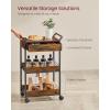 imageVASAGLE Storage Cart 3Tier Rolling Utility Cart with Table Top Handles 4 Lockable Casters Top Drawer Mesh Shelves for Kitchen Bathroom Bedroom Golden Oak and Cloud White ULRC048N01Rustic Brown  Ink Black