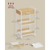 imageVASAGLE Storage Cart 3Tier Rolling Utility Cart with Table Top Handles 4 Lockable Casters Top Drawer Mesh Shelves for Kitchen Bathroom Bedroom Golden Oak and Cloud White ULRC048N01Golden Oak  Cloud White