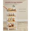 imageVASAGLE Storage Cart 3Tier Rolling Utility Cart with Table Top Handles 4 Lockable Casters Top Drawer Mesh Shelves for Kitchen Bathroom Bedroom Golden Oak and Cloud White ULRC048N01Golden Oak  Cloud White