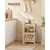 imageVASAGLE Storage Cart 3Tier Rolling Utility Cart with Table Top Handles 4 Lockable Casters Top Drawer Mesh Shelves for Kitchen Bathroom Bedroom Golden Oak and Cloud White ULRC048N01Golden Oak  Cloud White