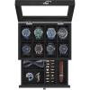 imageSONGMICS 12Slot Watch Box Watch Display Case with Large Glass Lid Removable Watch Pillows Velvet Lining Gift Idea Ebony Black UJOW120B01Ink Black