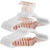 imageSONGMICS 24 Pack Pants Hangers 167 Inch Coat Hangers with Rose Gold Colored Movable Clips HeavyDuty NonSlip SpaceSaving for Pants Skirts Dresses Light Pink UCRF14PK24White