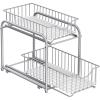 imageSONGMICS 2Tier Pull Out Cabinet Organizers Under Sink Organizer Bathroom Organizer and Storage Sliding Basket Drawers Stackable for Kitchen Bathroom Ink Black UKCS017B01Metallic Silver
