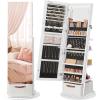 imageSONGMICS 360 Swivel Mirrored Jewelry Cabinet with Lights FullLength Mirror with Jewelry Storage Standing Jewelry Armoire Organizer with Large Storage Basket Makeup Shelf Cloud White UJJC018W01Cloud White