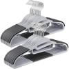 imageSONGMICS 50 Pack Coat Hangers HeavyDuty Plastic Suit Hangers SShaped Opening SpaceSaving 360 Swivel Hook 163 Inches Wide Light Gray and Dark Gray UCRP41G50Light Gray  Dark Gray