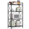 imageSONGMICS 5Tier Metal Storage Rack Shelving Unit with X Side Frames Dense Mesh 126 x 157 x 573 Inches for Entryway Kitchen Living Room Bathroom Industrial Style Ink Black UBSC145B01Ink Black